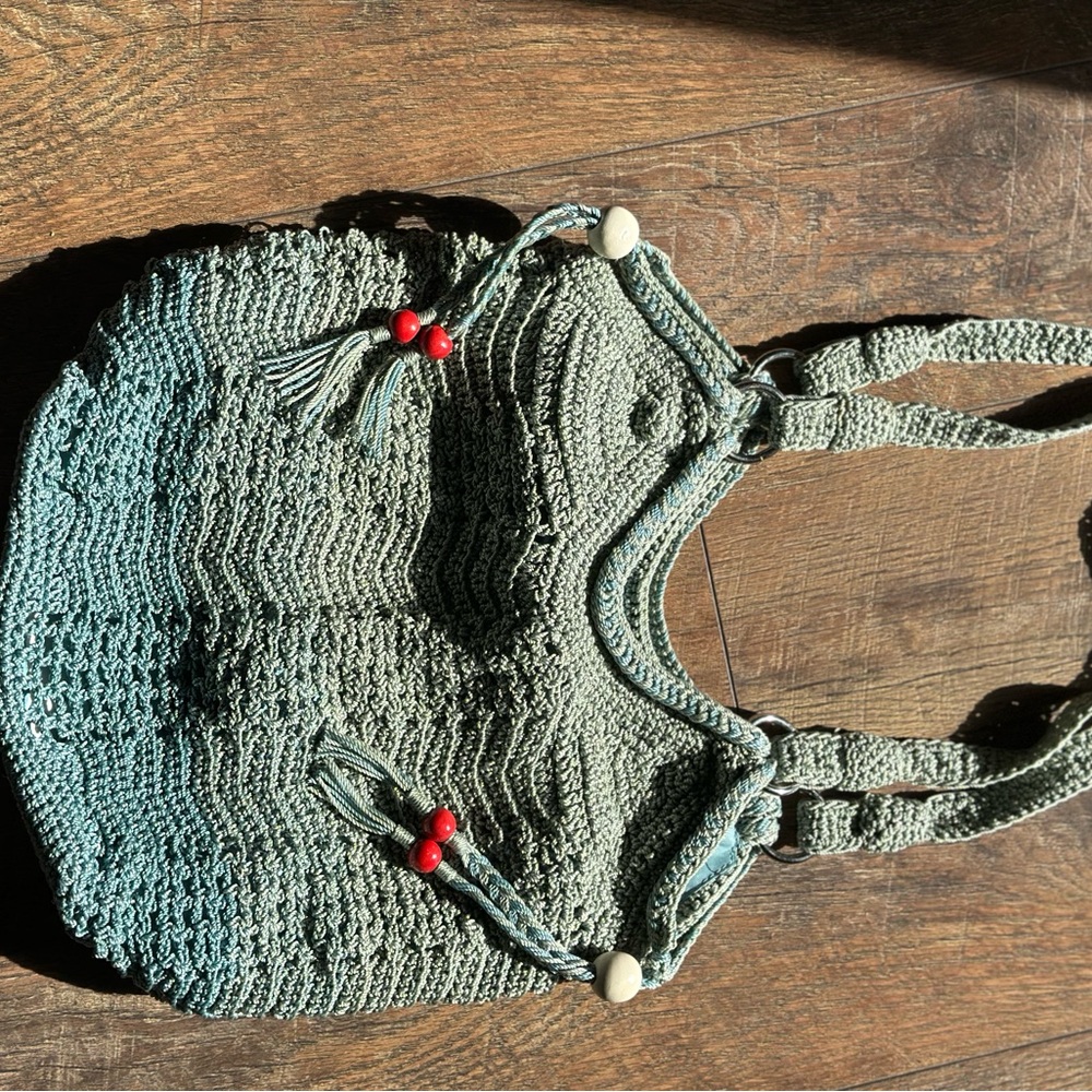 The Sak Crochet Aqua Color Purse/Shoulderbag. Boho, beach vibes